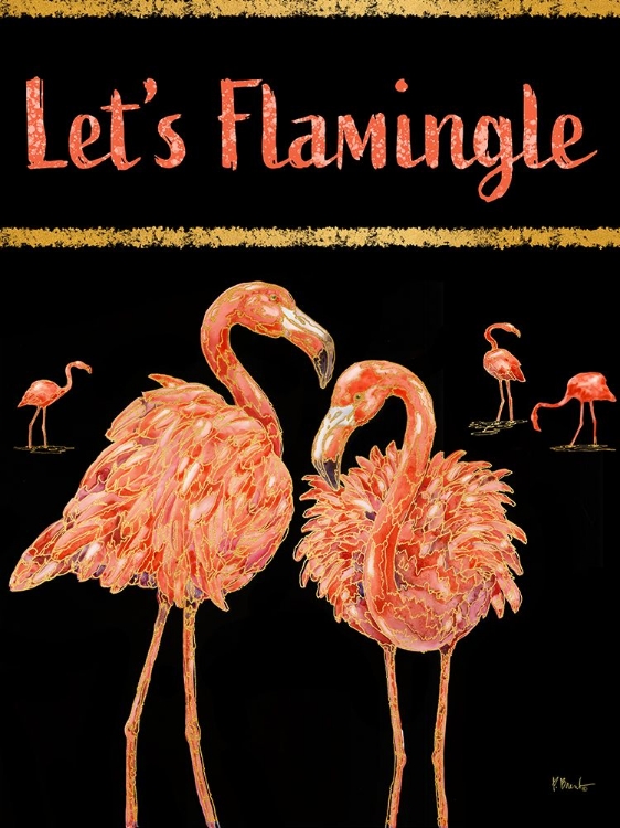 Picture of MARTINIQUE FLAMINGOS VERTICAL - BLACK