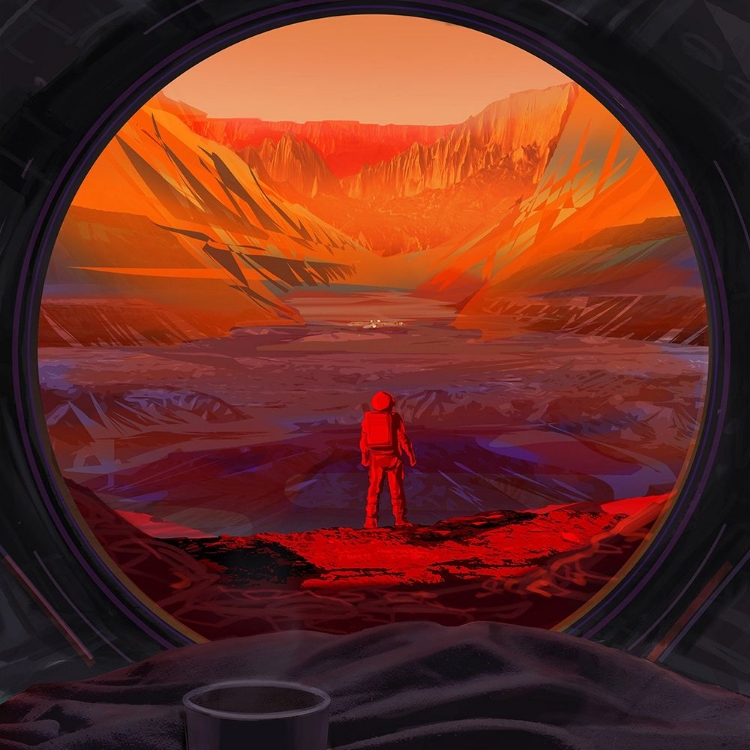 Picture of NASA JPL ARTIST CONCEPT ASTRONAUT STANDS ON MARS