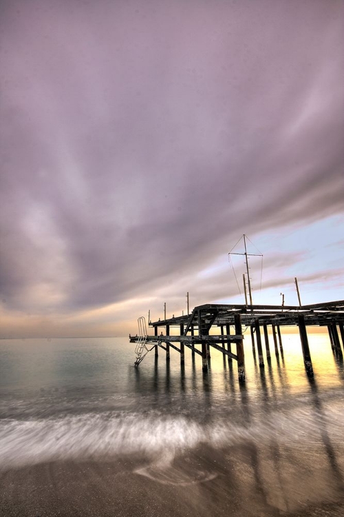 Picture of OLD PIER AND BEAUTIFUL SUNSET