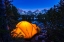 Picture of YELLOW DOME TENT GLOWING AT NIGHT IN LITTLE LAKES VALLEY-JOHN MUIR WILDERNESS-CALIFORNIA-USA