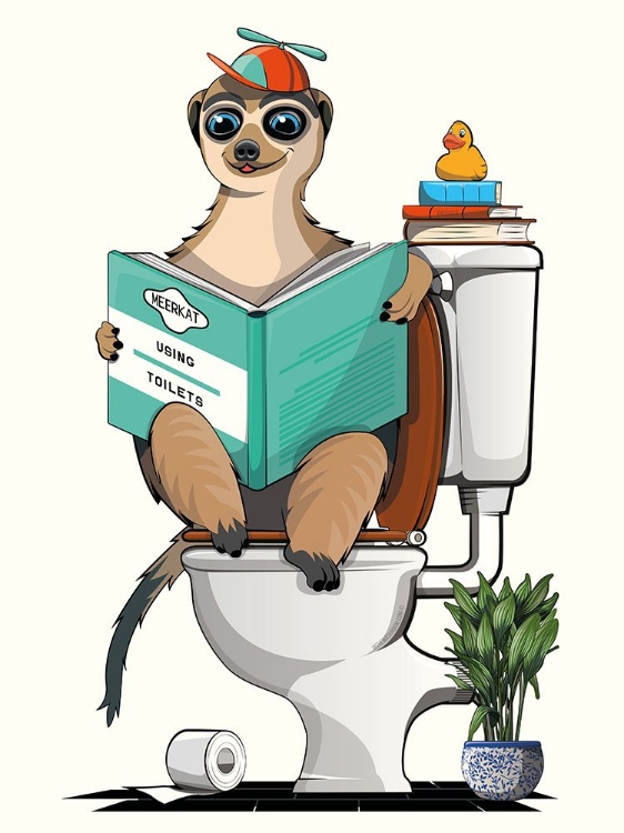 Picture of 18X24 INCH MEERKAT ON TOILET