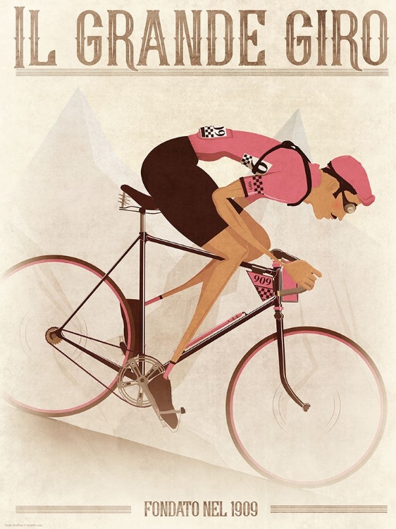 Picture of VINTAGE STYLE GIRO DITALIA CYCLIST ON A BIKE