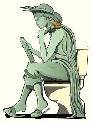 Picture of STATUE OF LIBERTY ON THE TOILET
