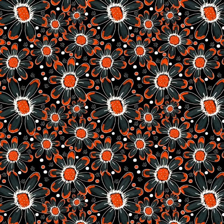 Picture of COOL FLORALS ORANGE ON BLACK