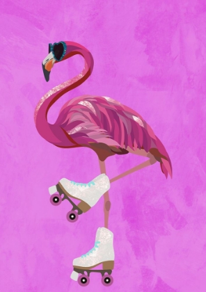 Picture of PINK FLAMINGO ROLLER SKATING