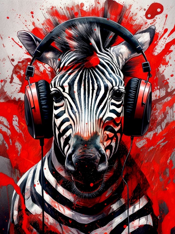 Picture of ZEBRA WITH HEADPHONES ANIMAL