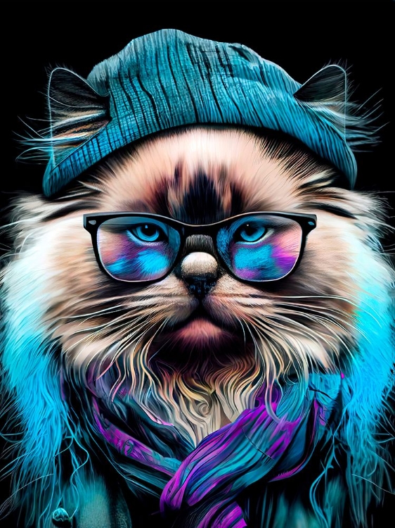 Picture of HIPSTER CAT ANIMAL ART