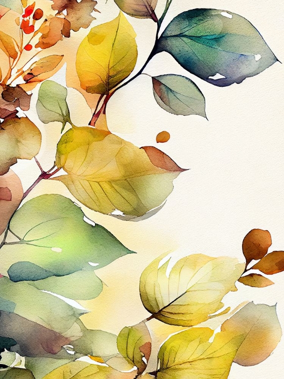 Picture of WATERCOLOR LEAVES NATURE FLORAL 2