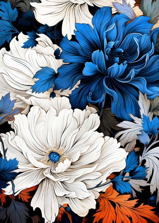 Picture of NATURE 4 BLUE AND WHITE FLOWERS