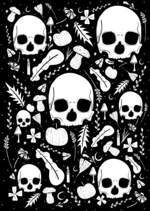 Picture of BLACK AND WHITE AUTUMN SKULLS