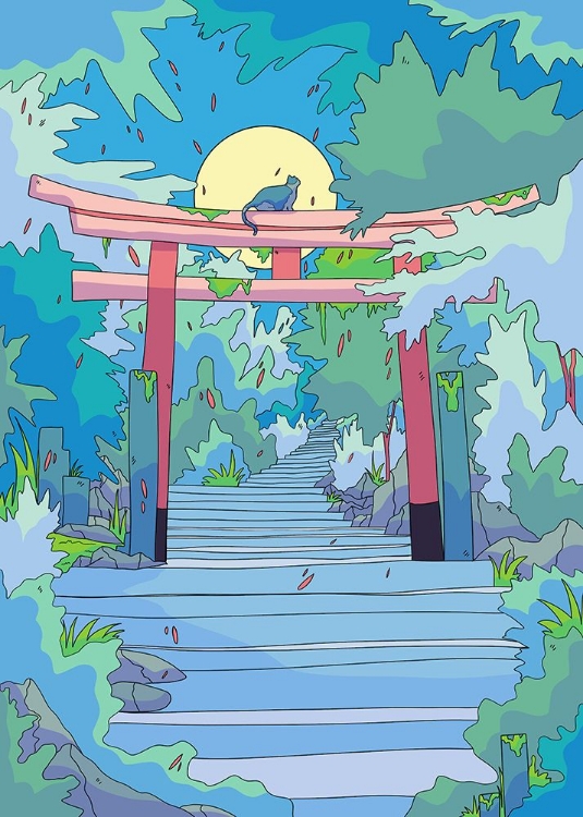 Picture of THE CAT AND THE TORII GATE