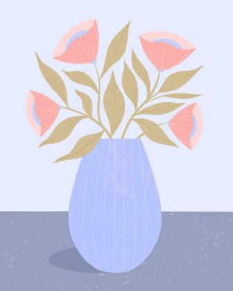 Picture of PEACH FLOWERS IN BLUE VASE