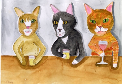 Picture of THREE CATS AT THE BAR