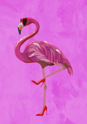 Picture of FLAMINGO IN HEELS AND HEART GLASSES PINK