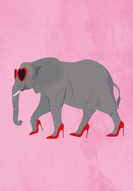 Picture of ELEPHANT IN HEELS AND HEART GLASSES