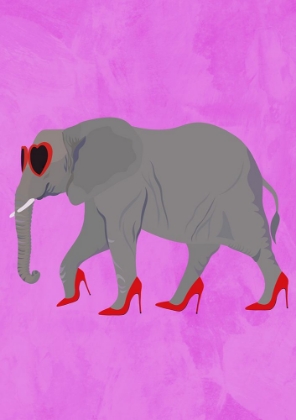 Picture of FLAMINGO IN HEELS AND HEART GLASSES PINK