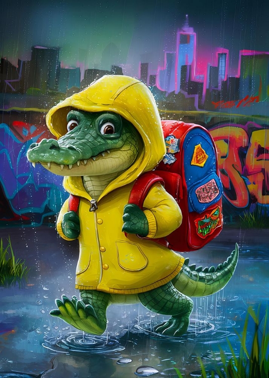 Picture of BABY CROCODILE GOING TO SCHOOL