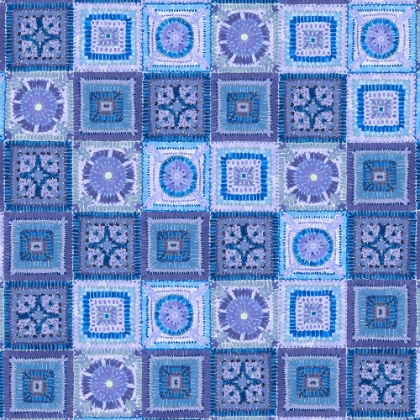 Picture of GRANNY SQUARES BLANKET IN BLUE