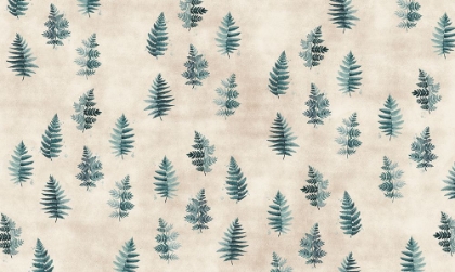 Picture of TEAL WATERCOLOR FERNS PLACED PATTERN