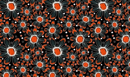 Picture of COOL FLORALS ORANGE ON BLACK