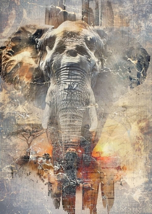 Picture of ELEPHANT AFRICA WILD ANIMAL VINTAGE ILLUSTRATION ART 01