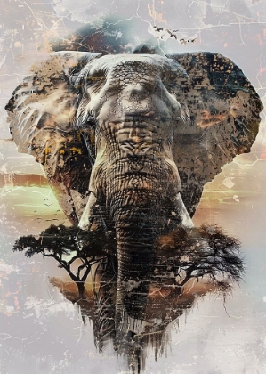 Picture of ELEPHANT AFRICA WILD ANIMAL VINTAGE ILLUSTRATION ART 02