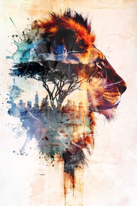 Picture of LION AFRICA WILD ANIMAL VINTAGE ILLUSTRATION ART 02
