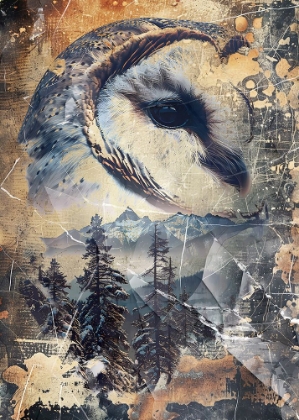 Picture of OWL WILD ANIMAL VINTAGE ILLUSTRATION ART 01