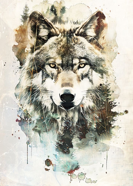 Picture of WOLF WILD ANIMAL VINTAGE ILLUSTRATION ART 02