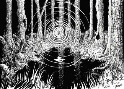 Picture of WISP. FOLK LORE WILLAND#039;O THE LANTERN IN THE WOODS INK DRAWING.