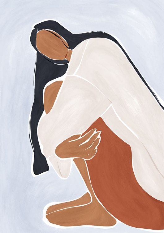 Picture of WOMAN EMBRACING HERSELF PRINT BY IVY GREEN ILLUSTRATIONS