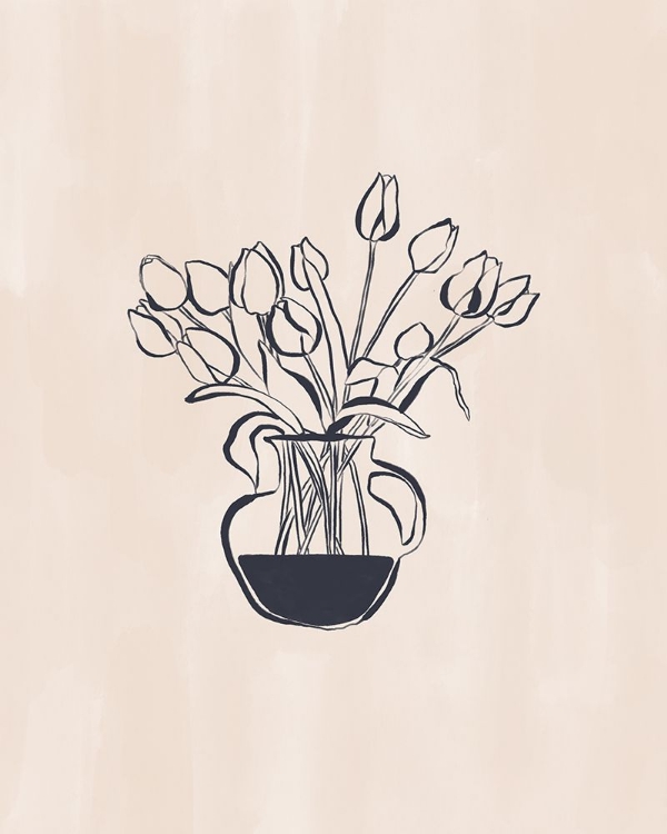 Picture of TULIPS FLOWER VASE LINE ART PRINT BY IVY GREEN ILLUSTRATIONS 4 5 RATIO