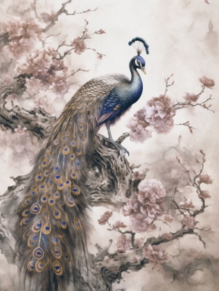 Picture of PEACOCK CHINOISERIE BLUE BEIGE