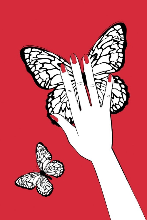 Picture of HOLDING BUTTERFLY RED