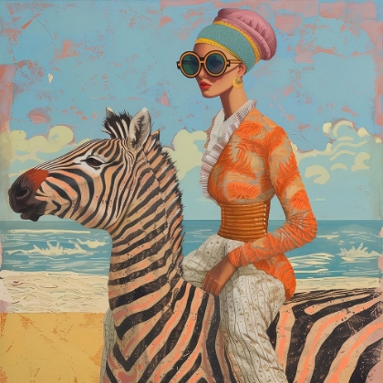 Picture of WOMAN AND ZEBRA