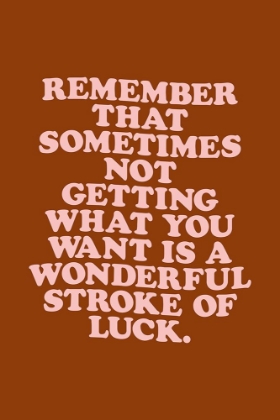 Picture of REMEMBER THAT SOMETIMES NOT GETTING WHAT YOU WANT IS A WONDERFUL STROKE OF LUCK 8E3C09