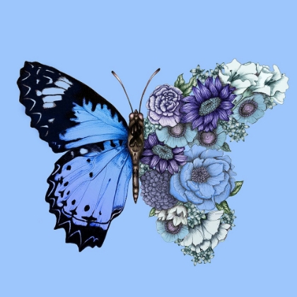 Picture of BLUE BUTTERFLY IN BLOOM MURAL