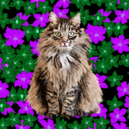 Picture of CAT IN FLOWERS