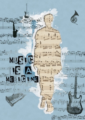 Picture of MUSIC IS A MEDICINE COLLAGE ART