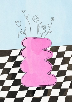 Picture of CHECKERBOARD VASE PINK