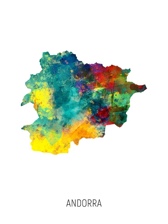 Picture of ANDORRA WATERCOLOR MAP