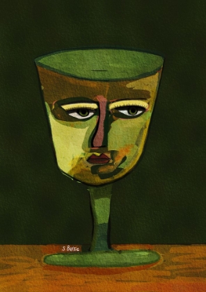 Picture of WINE GLASS LADY GREEN