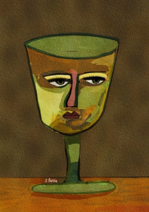 Picture of WINE GLASS LADY BROWN