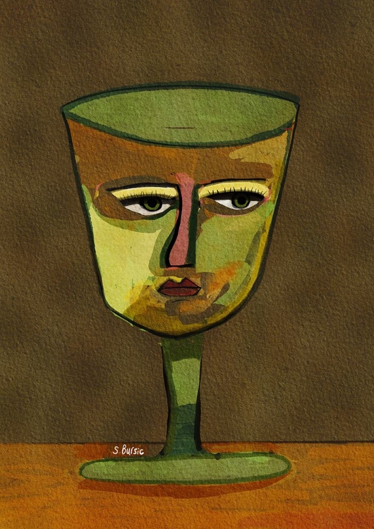 Picture of WINE GLASS LADY BROWN