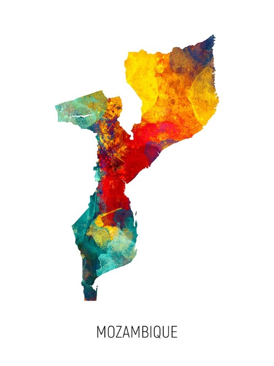 Picture of MOZAMBIQUE WATERCOLOR MAP