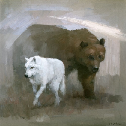 Picture of WHITE WOLF, BROWN BEAR