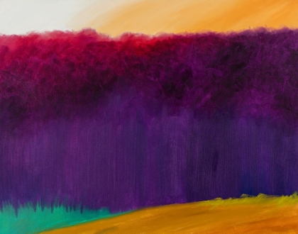 Picture of CONTOUR FIELDS TO WALL OF TREES, SUNSET