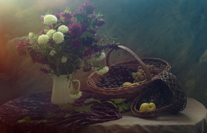 Picture of STILL LIFE WITH FLOWERS AND GRAPES