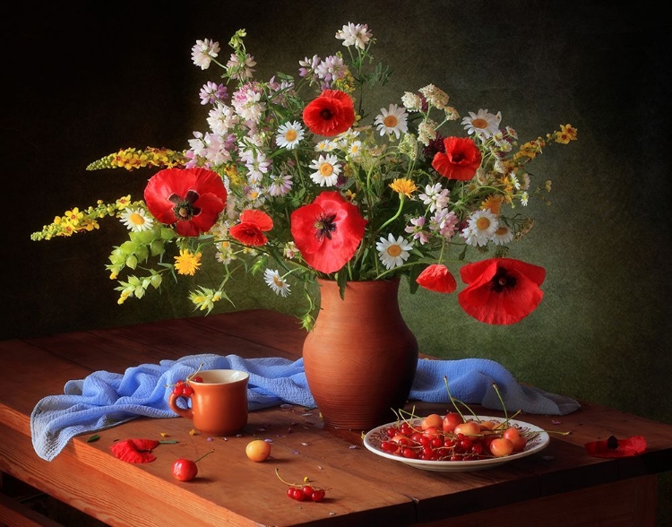 Picture of STILL LIFE WITH A BOUQUET OF MEADOW FLOWERS