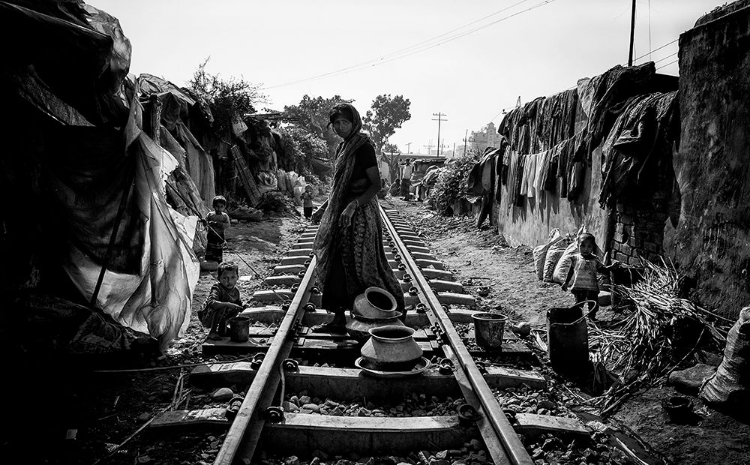 Picture of A SCENE OF LIFE ON THE TRAIN TRACKS - BANGLADESH